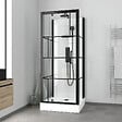 AURLANE - Cabine de douche Carrée 80x80x213 cm - Porte pivotante - Fond Blanc et Profilés Noir Mat - RUBIQ - vignette