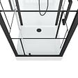 AURLANE - Cabine de douche Carrée 80x80x213 cm - Porte pivotante - Fond Blanc et Profilés Noir Mat - RUBIQ - vignette