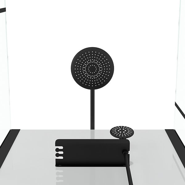 AURLANE - Cabine de douche Carrée 80x80x213 cm - Porte pivotante - Fond Blanc et Profilés Noir Mat - RUBIQ - large