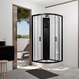 AURLANE - Cabine de douche 1/4 de cercle 85x85x210/235 cm - Receveur + Fonds Blancs / Colonne + Profilés Noirs - vignette