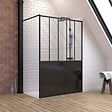 AURLANE - Pack Paroi de douche 140x200 cm noir mat + Receveur de douche a carreler 140x90 cm recoupable - vignette