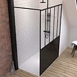 AURLANE - Pack Paroi de douche 140x200 cm noir mat + Receveur de douche a carreler 140x90 cm recoupable - vignette