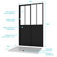 AURLANE - Pack Porte Coulissante Noire Mate Type 'Atelier' et Receveur en Acrylique Blanc - 140x90x200 cm - vignette