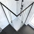 AURLANE - PACK PAROI PORTE DE DOUCHE D'ANGLE+ RECEVEUR A POSER-90x90 OUVERTURE EN ANGLE-CRUSH MOON ANGLE 90x90 - vignette