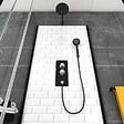 AURLANE - Cabine de douche carrée 90x90x230cm à motif carreaux de métro - UNDERGROUND SQUARE 90 - vignette