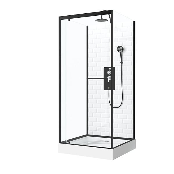 AURLANE - Cabine de douche carrée 90x90x230cm à motif carreaux de métro - UNDERGROUND SQUARE 90 - large