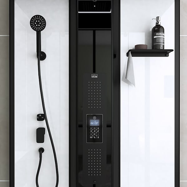 AURLANE - Cabine de douche rectangle 115x90x218 cm - Fonction HAMMAM, Jets Hydromassants, Led et Bluetooth - large