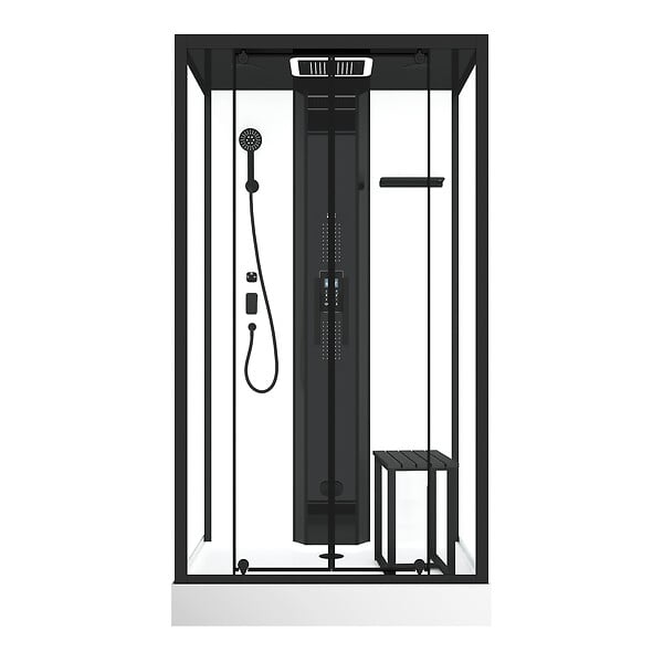 AURLANE - Cabine de douche rectangle 115x90x218 cm - Fonction HAMMAM, Jets Hydromassants, Led et Bluetooth - large