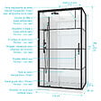 AURLANE - Cabine de douche 110x80cm / Receveur Bas - Verre transparent sérigraphié et Blanc - Profilés Noir - vignette