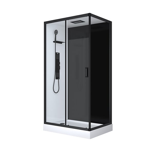 AURLANE - Cabine de douche 110x80x215cm - Verre Trempé - Mitigeur Noir - DUALITY 4 RECTANGLE - large