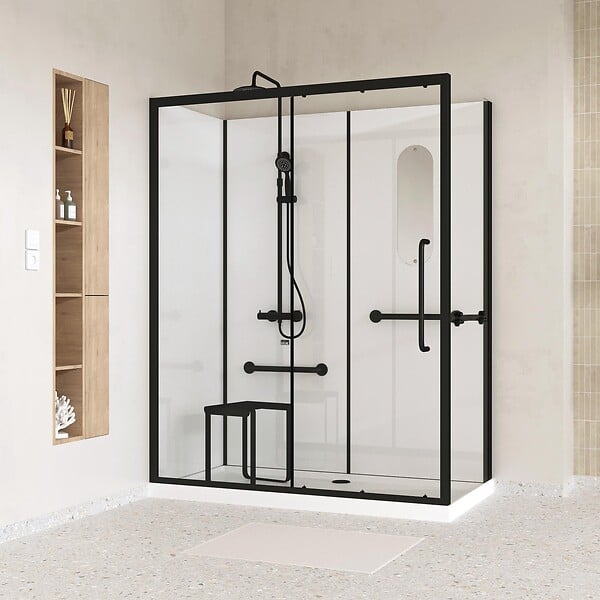 AURLANE - Cabine de douche Sécurisée et Accessible à Tous 160x85x220cm - Mitigeur Thermostatique - large