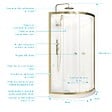 AURLANE - Cabine de douche Quart de cercle 90x90x200/230cm - Receveur Bas - Fonds Blancs et Profilés Or Brossé - vignette
