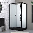 AURLANE - Cabine de douche rectangulaire 110x80x197 cm - Porte coulissante - Receveur Noir Mat - vignette