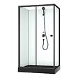 AURLANE - Cabine de douche rectangulaire 110x80x197 cm - Porte coulissante - Receveur Noir Mat - vignette