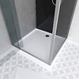 AURLANE - Cabine de Douche Carrée 90x90cm Porte Pivotante - Fond Noir avec bande effet miroir - SQUARE STRIPE - vignette