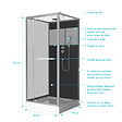 AURLANE - Cabine de Douche Carrée 90x90cm Porte Pivotante - Fond Noir avec bande effet miroir - SQUARE STRIPE - vignette