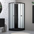 AURLANE - Cabine de douche 1/4 de cercle 85x85x200 cm - Portes coulissantes - Receveur Noir Mat - vignette