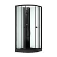 AURLANE - Cabine de douche 1/4 de cercle 85x85x200 cm - Portes coulissantes - Receveur Noir Mat - vignette