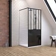AURLANE - Pack Paroi de douche 90x200 CM NOIR MAT - VERRE TREMPE 5 mm + RECEVEUR A POSER EXTRA PLAT 90x90 - vignette