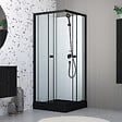 AURLANE - Cabine de douche intégrale 80x80x200 cm carrée - Portes coulissantes - Receveur Noir Mat - vignette