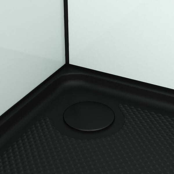AURLANE - Cabine de douche intégrale 80x80x200 cm carrée - Portes coulissantes - Receveur Noir Mat - large