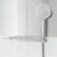 AURLANE - Cabine de Douche Carrée 90x90cm Porte Pivotante - Blanche - Bande Effet Miroir - SQUARE STRIPE - vignette