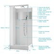 AURLANE - Cabine de Douche Carrée 90x90cm Porte Pivotante - Blanche - Bande Effet Miroir - SQUARE STRIPE - vignette