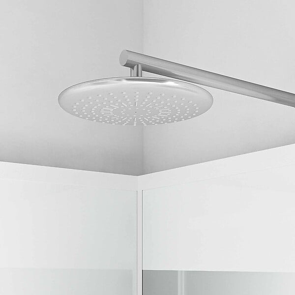 AURLANE - Cabine de Douche Carrée 90x90cm Porte Pivotante - Blanche - Bande Effet Miroir - SQUARE STRIPE - large