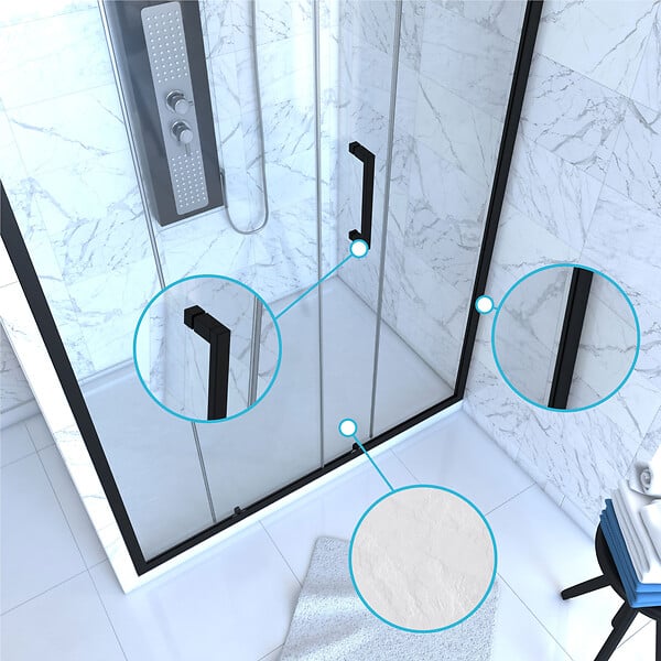 AURLANE - PACK PAROI PORTE DE DOUCHE + RECEVEUR A POSER - 120x90 COULISSANTE-CRUSH MOON 120x90 - large
