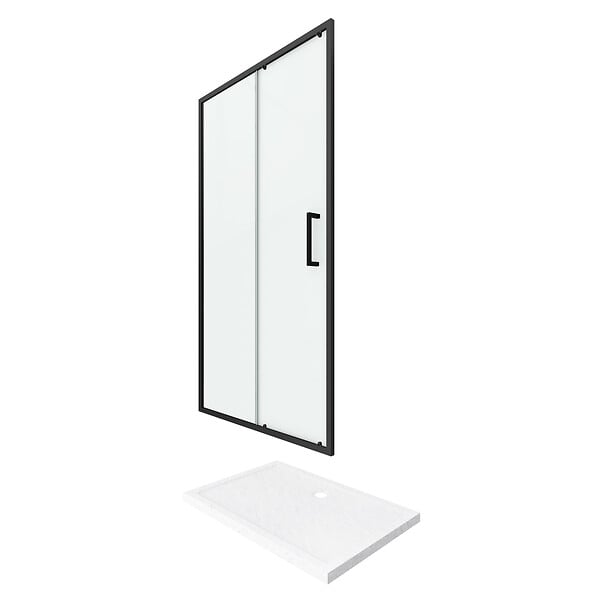 AURLANE - PACK PAROI PORTE DE DOUCHE + RECEVEUR A POSER - 120x90 COULISSANTE-CRUSH MOON 120x90 - large