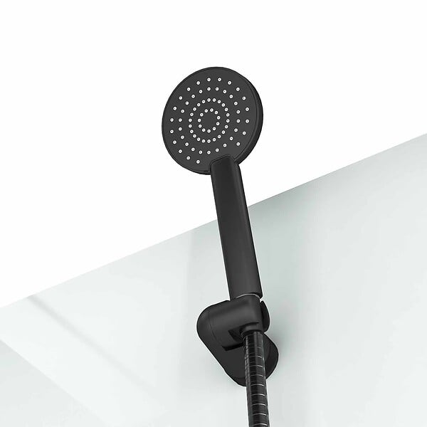 AURLANE - Cabine de douche carrée 80x80x200cm - Porte pivotante - Fonds Blancs - Receveur et Profilés Noirs - large