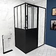 AURLANE - Pack Paroi porte de douche coulissante + retour 80 cm type atelier + receveur blanc 120x200 cm - vignette
