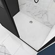 AURLANE - Pack Paroi porte de douche coulissante + retour 80 cm type atelier + receveur blanc 120x200 cm - vignette