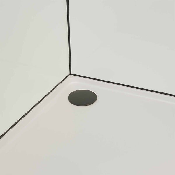 AURLANE - Cabine de douche carrée 80x80x200 cm - Porte pivotante - Fonds Blancs & Profilés Noir Mat - large