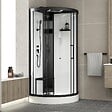 AURLANE - Cabine de douche 1/4 de cercle 95x95x218 cm - Fonction HAMMAM, Jets Hydromassants, Led et Bluetooth - vignette