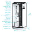 AURLANE - Cabine de douche 1/4 de cercle 95x95x218 cm - Fonction HAMMAM, Jets Hydromassants, Led et Bluetooth - vignette
