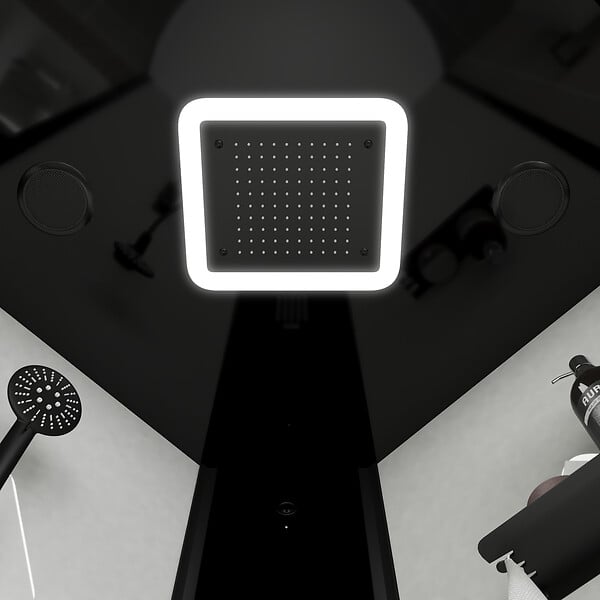 AURLANE - Cabine de douche 1/4 de cercle 95x95x218 cm - Fonction HAMMAM, Jets Hydromassants, Led et Bluetooth - large