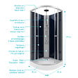 AURLANE - Cabine de douche 1/4 de cercle - 85x85x225cm - NIGHTY - vignette