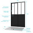 AURLANE - Pack Porte Coulissante Noire Mate Type 'Atelier' et Receveur en Acrylique Blanc - 120x90x200 cm - vignette