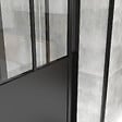 AURLANE - Pack Porte Coulissante Noire Mate Type 'Atelier' et Receveur en Acrylique Blanc - 120x90x200 cm - vignette