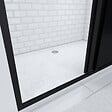AURLANE - Pack Porte Coulissante Noire Mate Type 'Atelier' et Receveur Blanc Effet Pierre - 120x90x200 cm - vignette