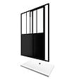 AURLANE - Pack Porte Coulissante Noire Mate Type 'Atelier' et Receveur Blanc Effet Pierre - 120x90x200 cm - vignette