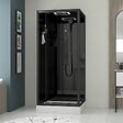 AURLANE - Cabine de douche Carrée Hydro 90x90x218 cm - Porte Pivotante - Fond & Profilés Noir Mat - vignette