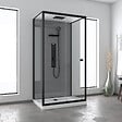AURLANE - Cabine de douche Hydromassante 110x80 Receveur Bas - Fond Gris et Profilés Noir Mat - GREY STYLE LOW - vignette