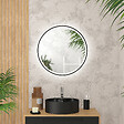 AURLANE - Miroir salle de bain ROND avec éclairage LED et contour noir - Diam 60cm - vignette