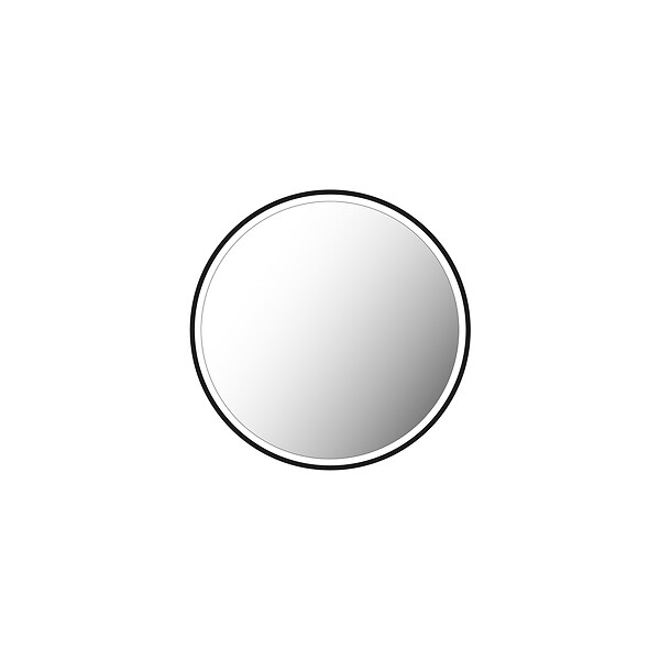 AURLANE - Miroir salle de bain ROND avec éclairage LED et contour noir - Diam 60cm - large