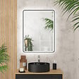 AURLANE - Miroir salle de bain avec eclairage LED et contour noir - 60x80cm - GO BLACK LED - vignette
