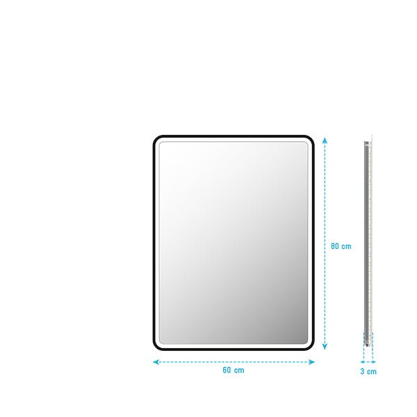 AURLANE - Miroir salle de bain avec eclairage LED et contour noir - 60x80cm - GO BLACK LED - large