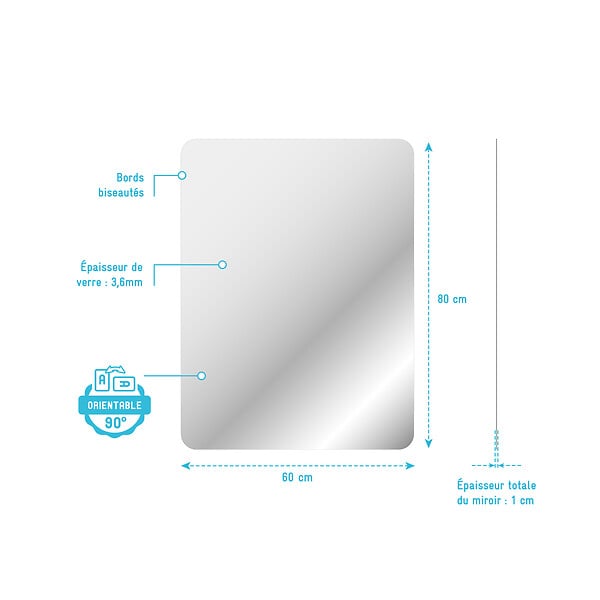 AURLANE - Miroir salle de bain - 60x80cm - GO - large