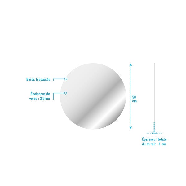 AURLANE - Miroir salle de bain ROND - Diamètre 50cm - GO - large